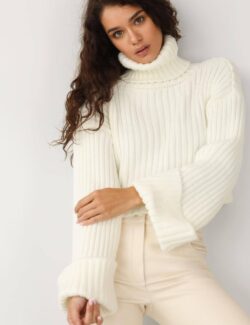 RUBY | Pull Court Rayé Col Montant