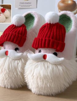 Christmas Santa Slippers - Cute Plush Indoor Slippers Women Non-Slip