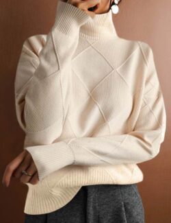 Pull à col haut chaud et ample, tricoté